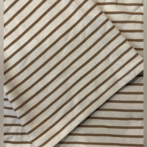 Maeve Button Shoulder Striped Top Cream Tan M Worn Once Detachable Sleeves - Picture 5 of 6